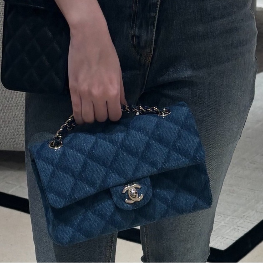 Chanel 22K Small Denim Double Flap